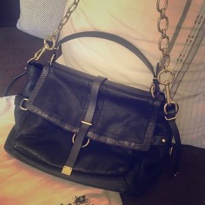 Coach Pinnacle Black Leather Shoulder Bag